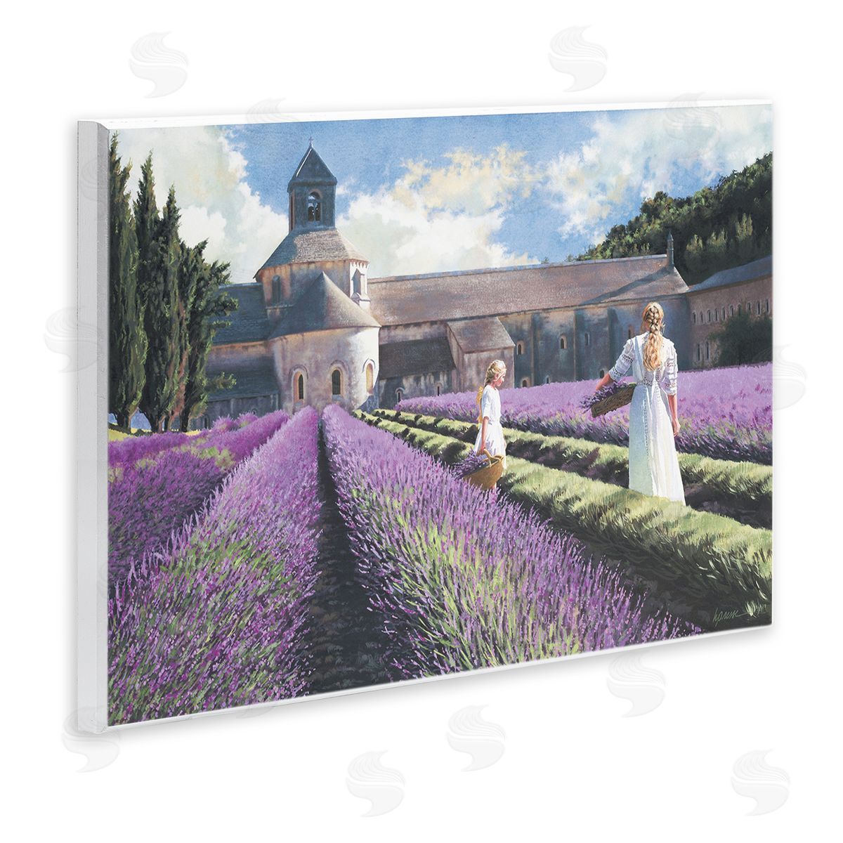 Heide Presse Women in Lavender Field Countryside Architecture Wall Plaque Art