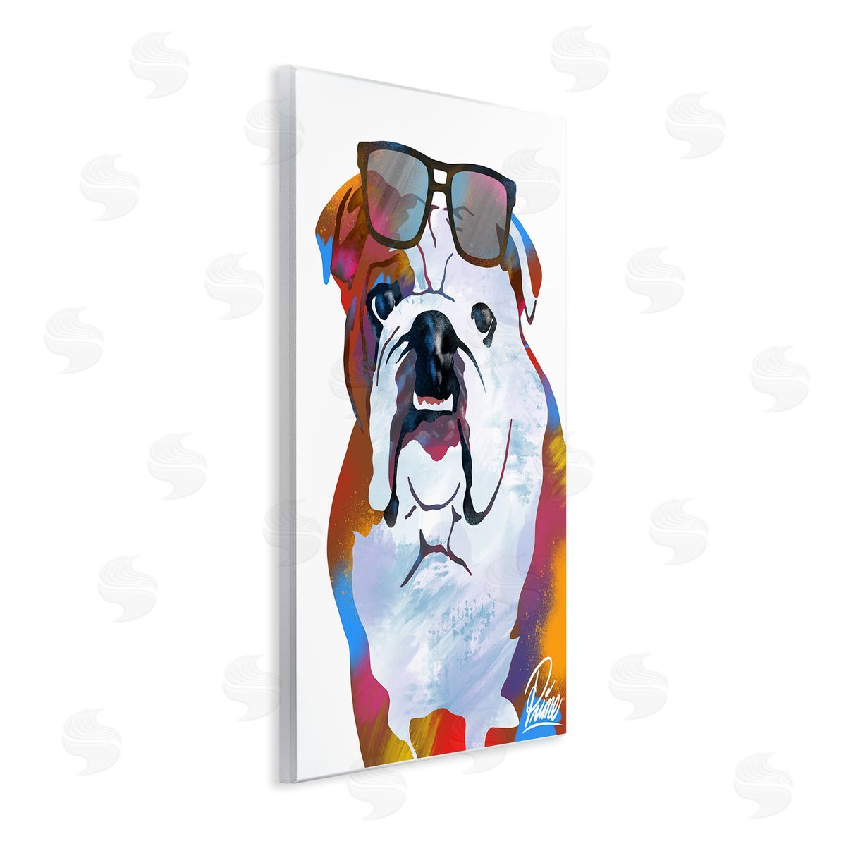 Marcus Prime Colorful Bulldog Portrait Stylish Sunglasses Wall Plaque Art