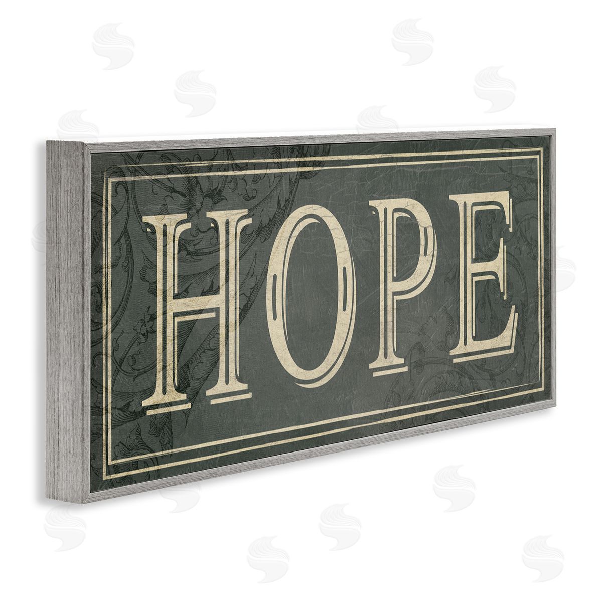 Milli Villa Elegant Hope Green Vine Details Gray Framed Giclee Wall Art