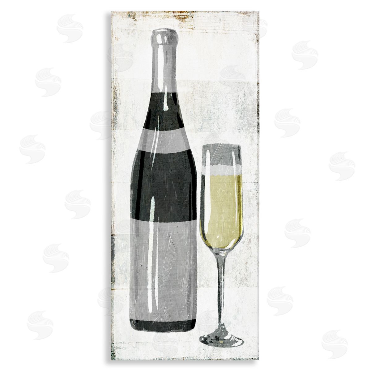 Milli Villa Rustic Champagne Glass Painted Wood Canvas Wall Art