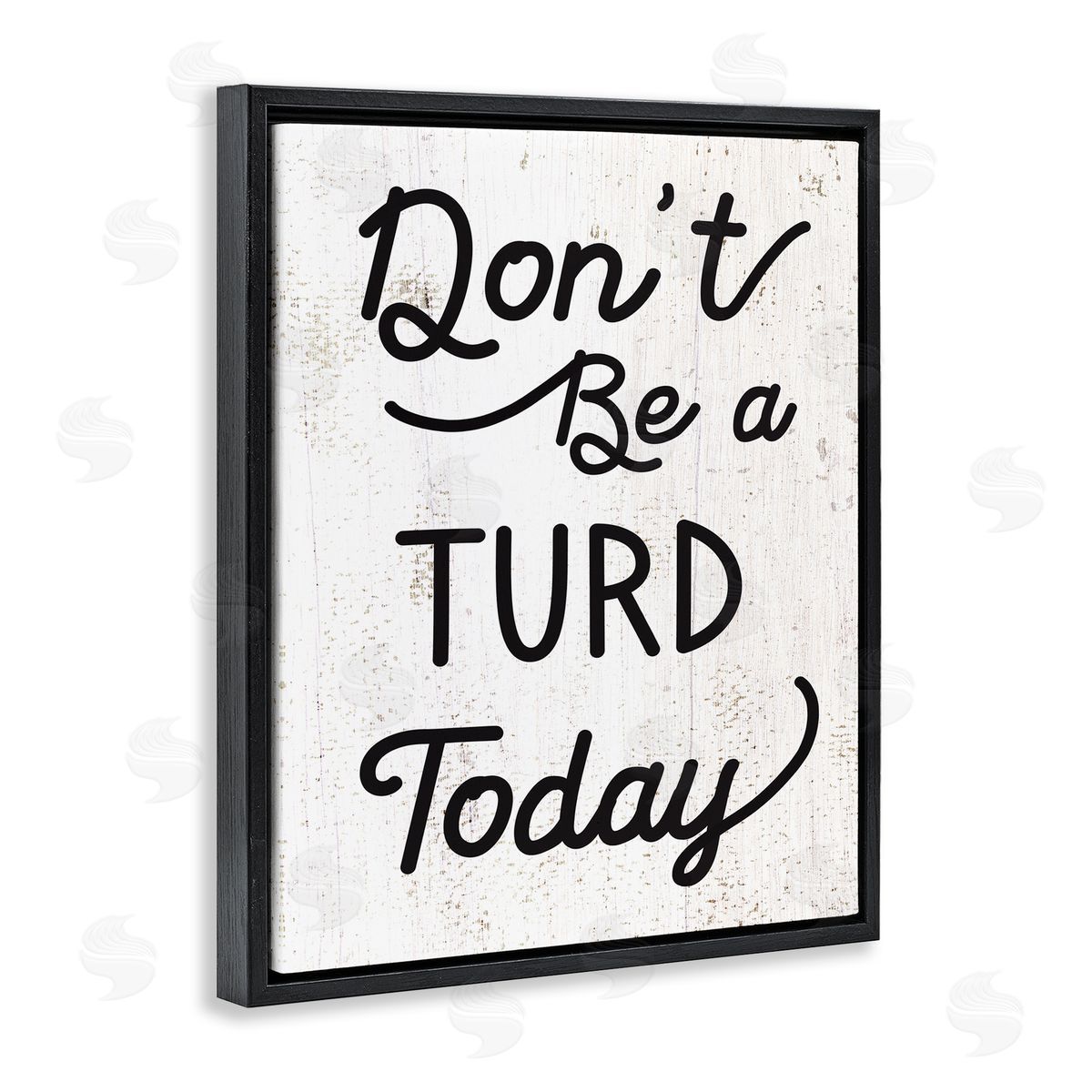 Stupell Studio Don't Be A Turd Funny Distressed Black Floater Frame Canvas Art