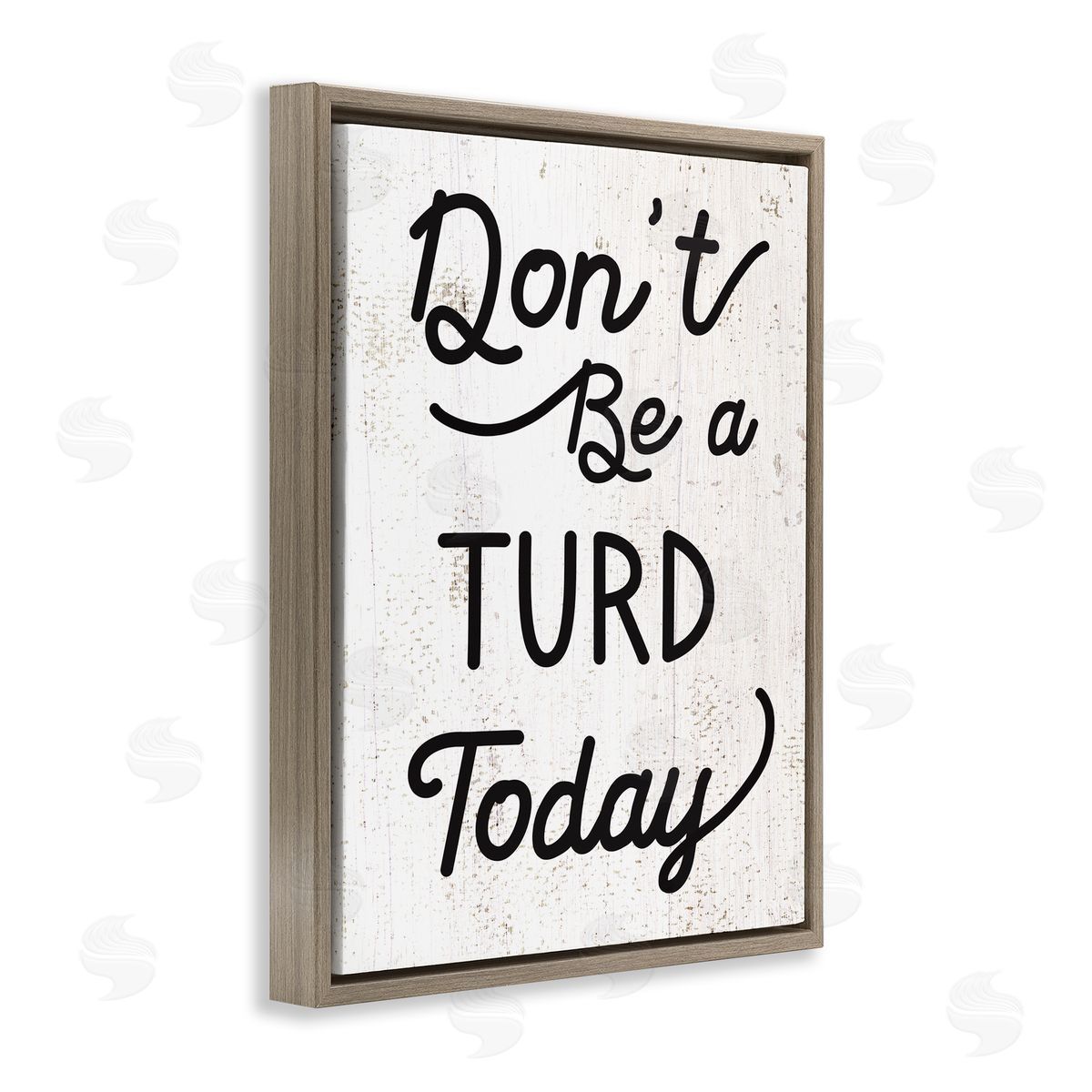 Stupell Studio Don't Be A Turd Funny Distressed Brown Floater Frame Canvas Art