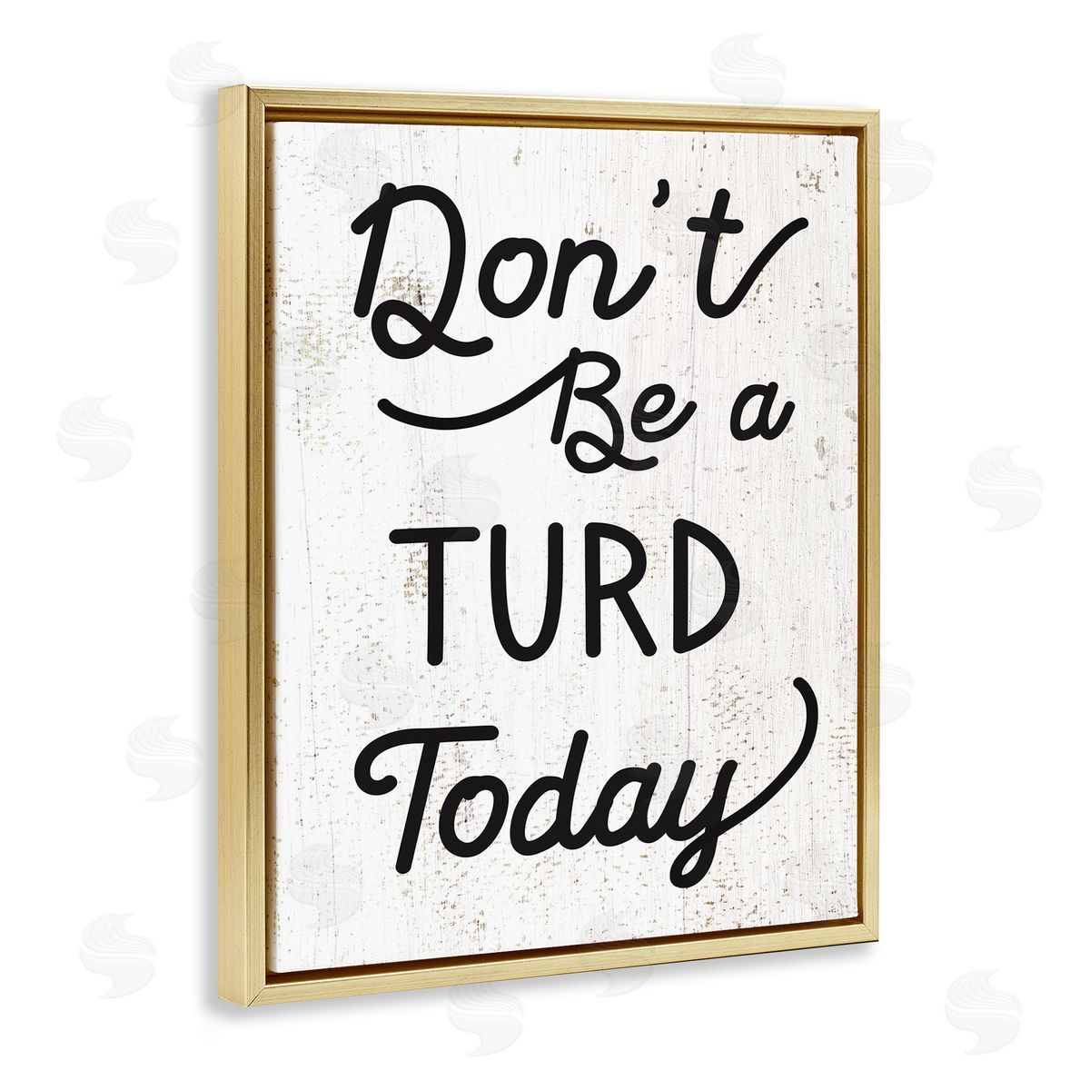 Stupell Studio Don't Be A Turd Funny Distressed Gold Floater Frame Canvas Art