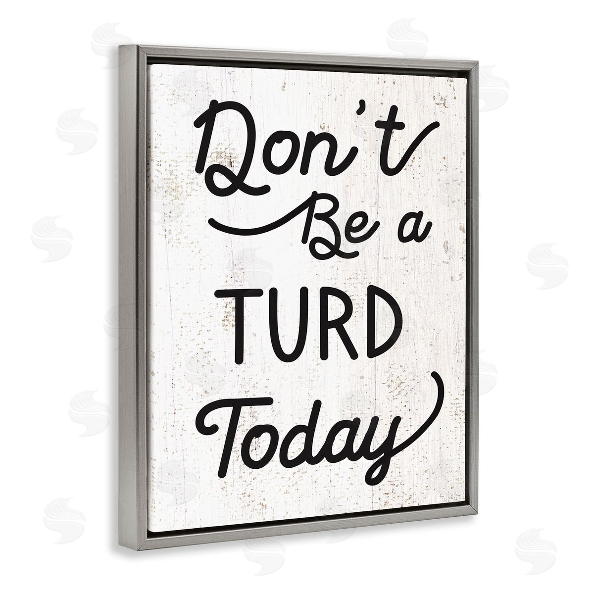 Stupell Studio Don't Be A Turd Funny Distressed Gray Floater Frame Canvas Art