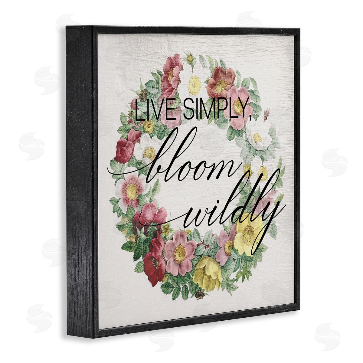 Stupell Studio Live Simply Bloom Wildly Floral Wreath Black Framed Giclee Wall Art