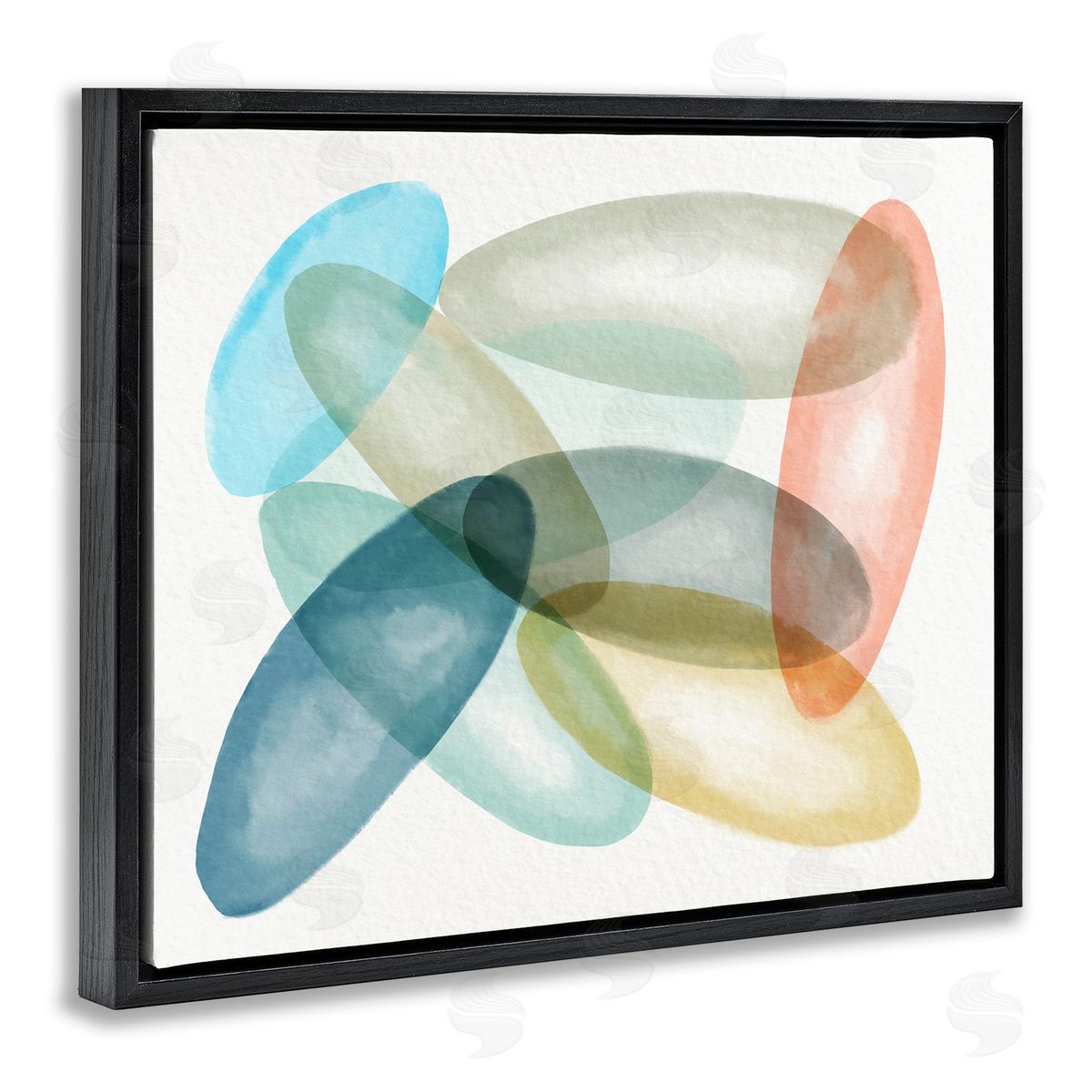 Stupell Studio Colorful Opaque Ovals Abstraction Black Floater Frame Canvas Art