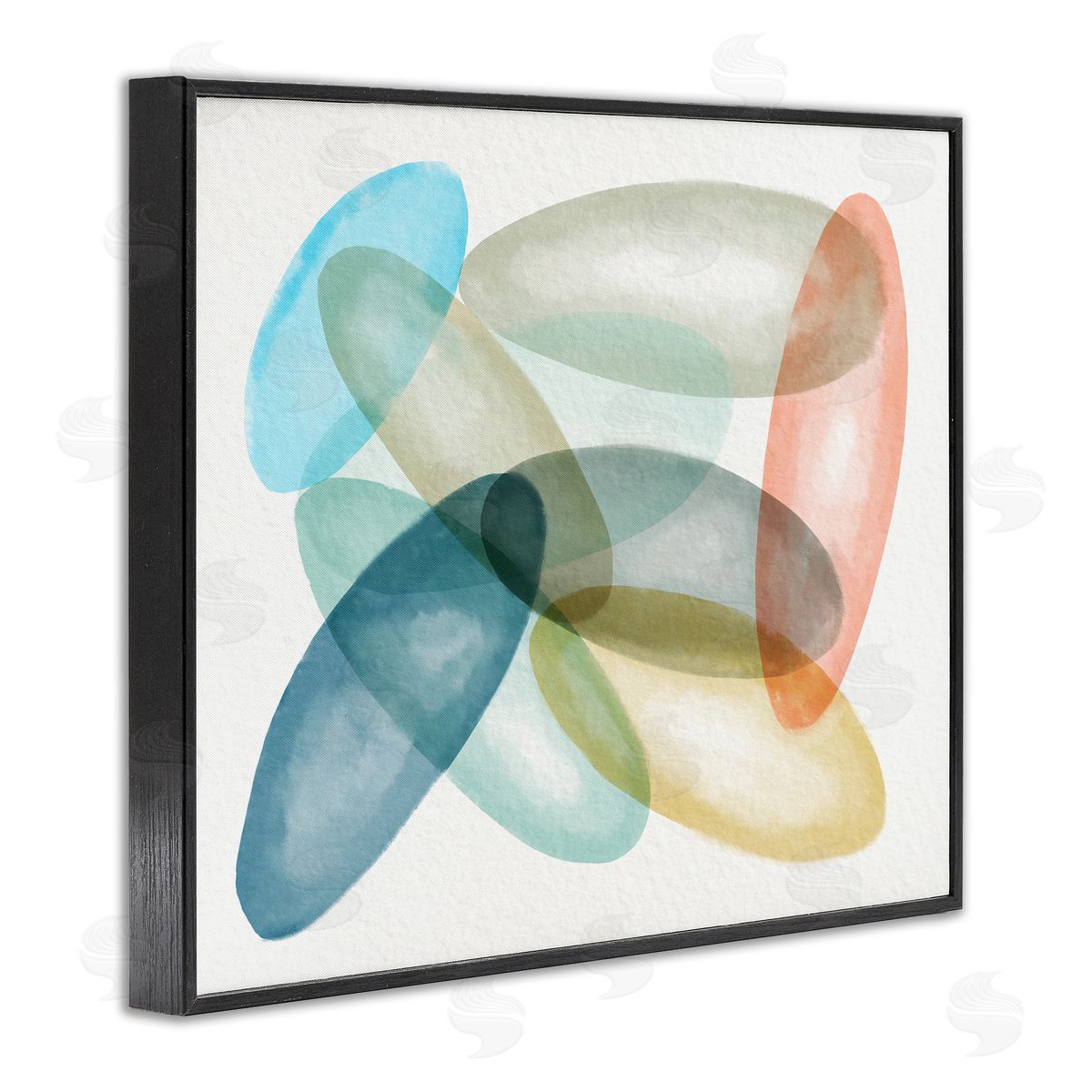Stupell Studio Colorful Opaque Ovals Abstraction Black Framed Giclee Wall Art