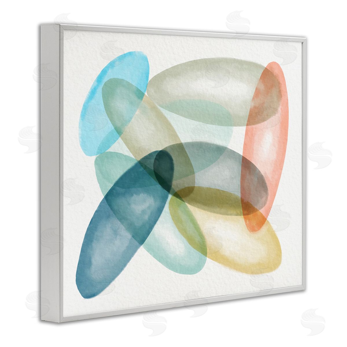 Stupell Studio Colorful Opaque Ovals Abstraction White Framed Giclee Wall Art