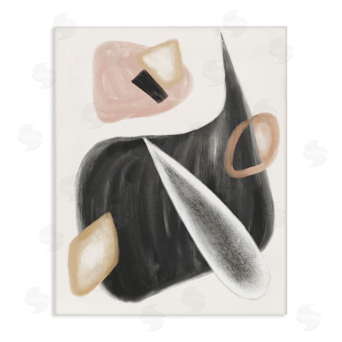 Stupell Studio Abstract Shapes Curves Grey Pink Canvas Wall Art