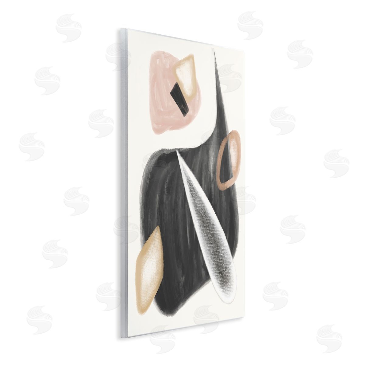 Stupell Studio Abstract Shapes Curves Grey Pink Wall Plaque Art