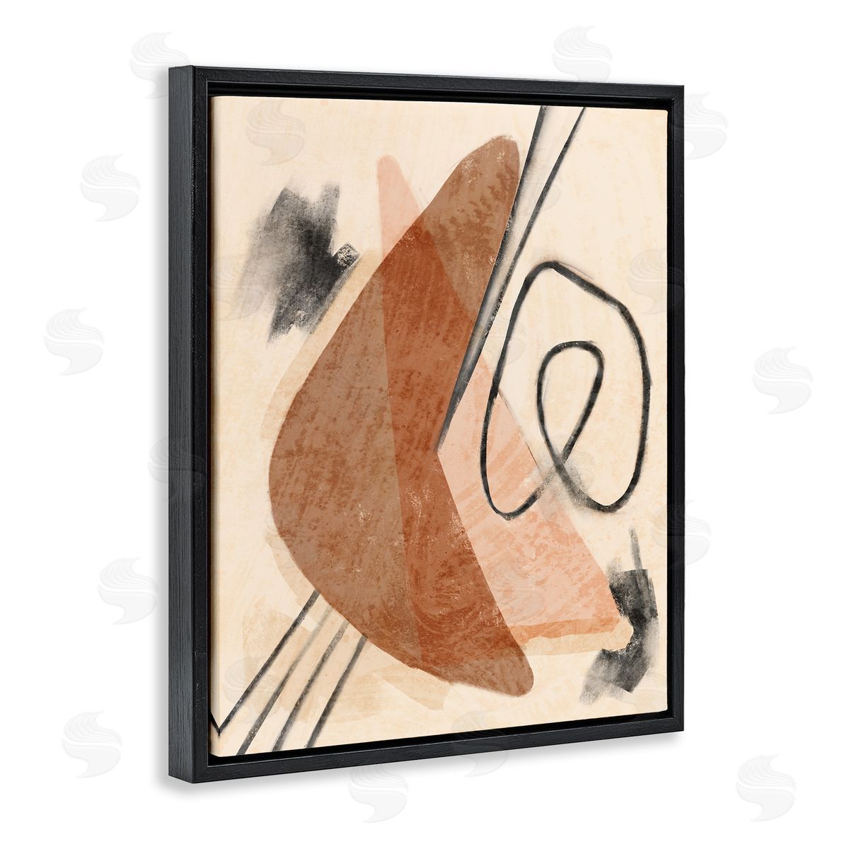 Stupell Studio Layered Boomerang Abstract Linework Black Floater Frame Canvas Art