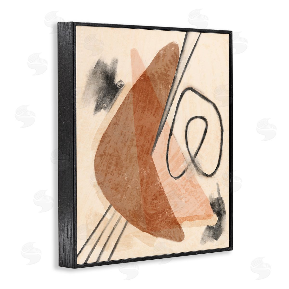 Stupell Studio Layered Boomerang Abstract Linework Black Framed Giclee Wall Art