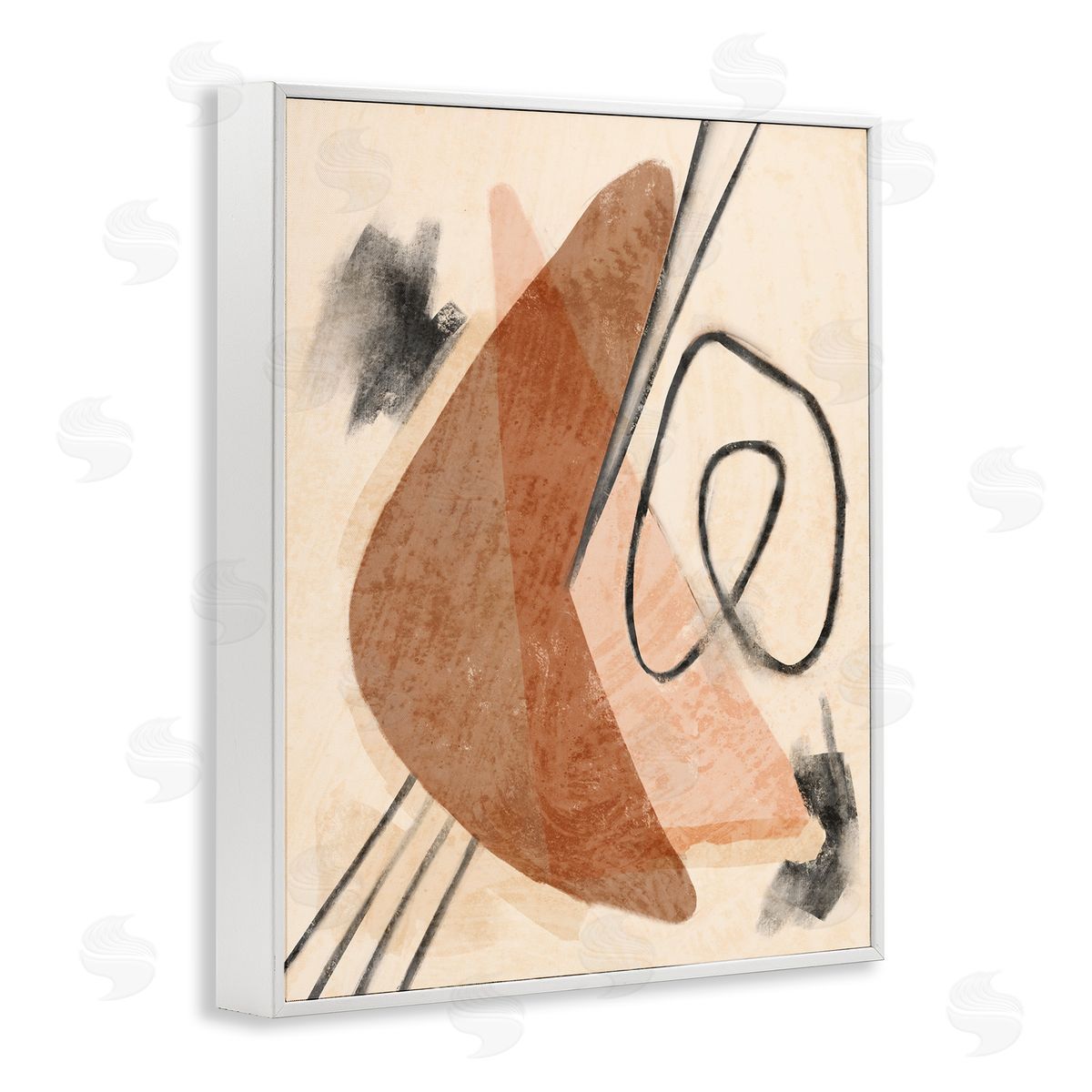 Stupell Studio Layered Boomerang Abstract Linework White Framed Giclee Wall Art