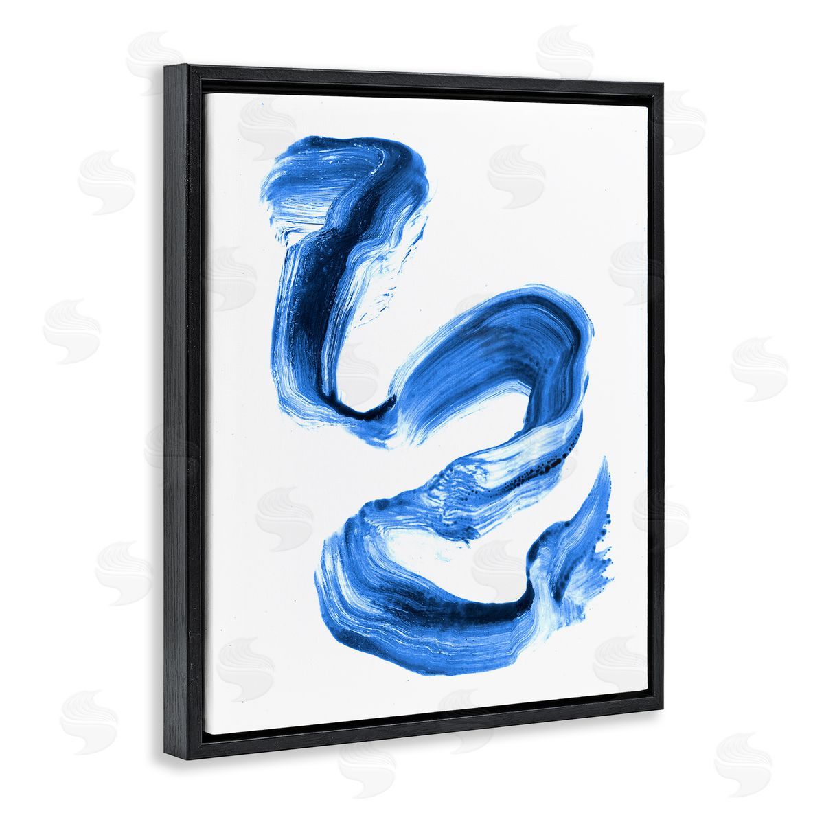 Stupell Studio Fluid Blue Paint Stroke Design Black Floater Frame Canvas Art