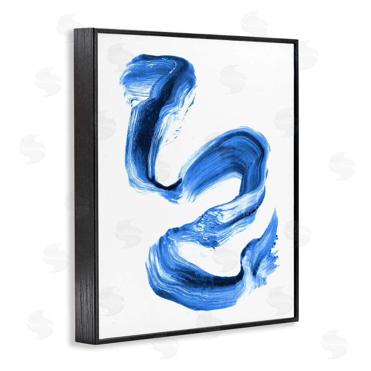 Stupell Studio Fluid Blue Paint Stroke Design Black Framed Giclee Wall Art