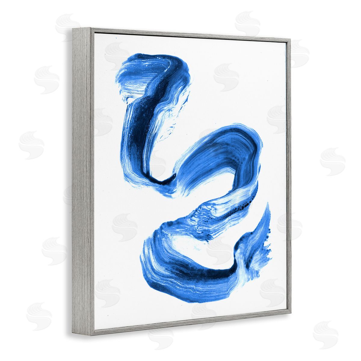 Stupell Studio Fluid Blue Paint Stroke Design Gray Framed Giclee Wall Art