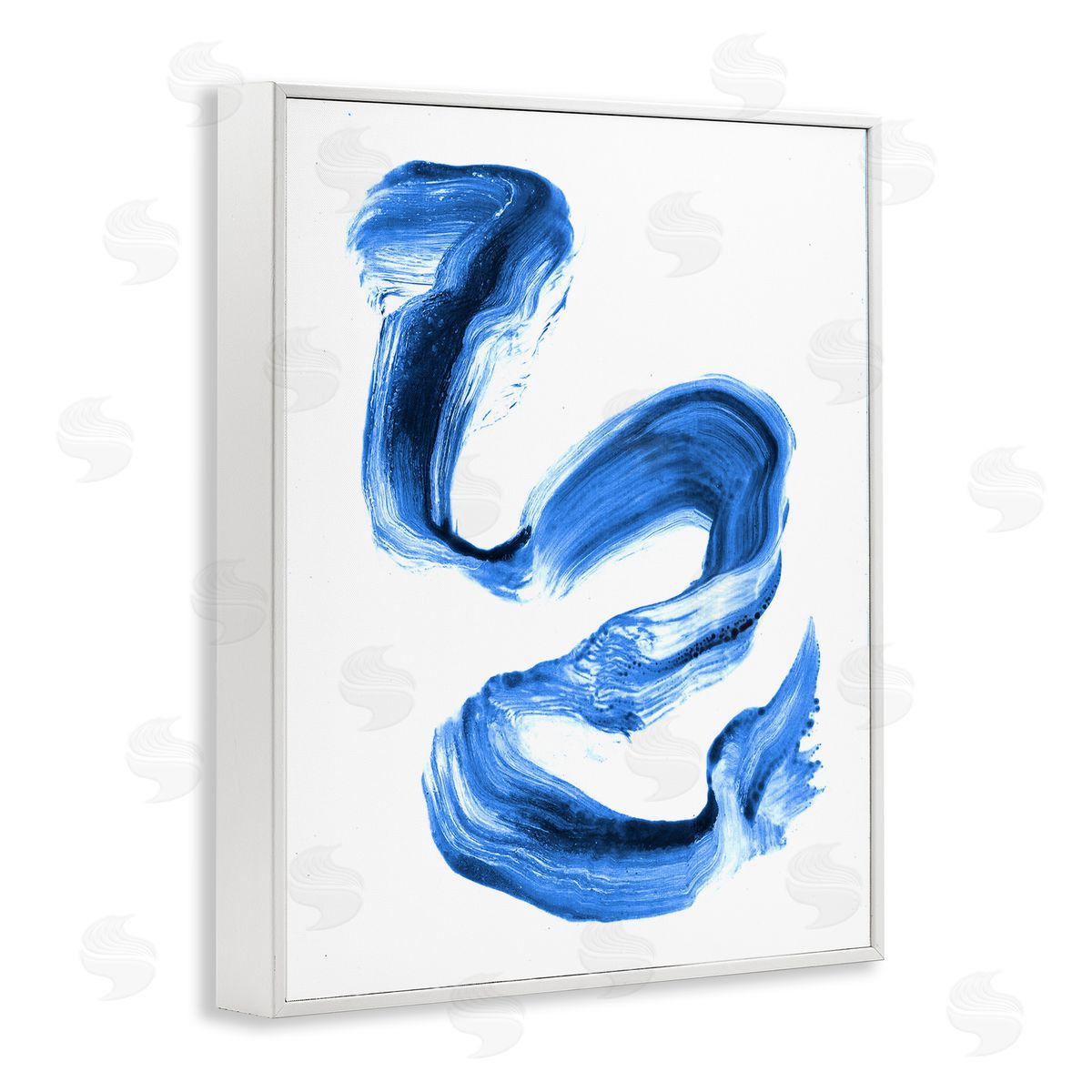 Stupell Studio Fluid Blue Paint Stroke Design White Framed Giclee Wall Art