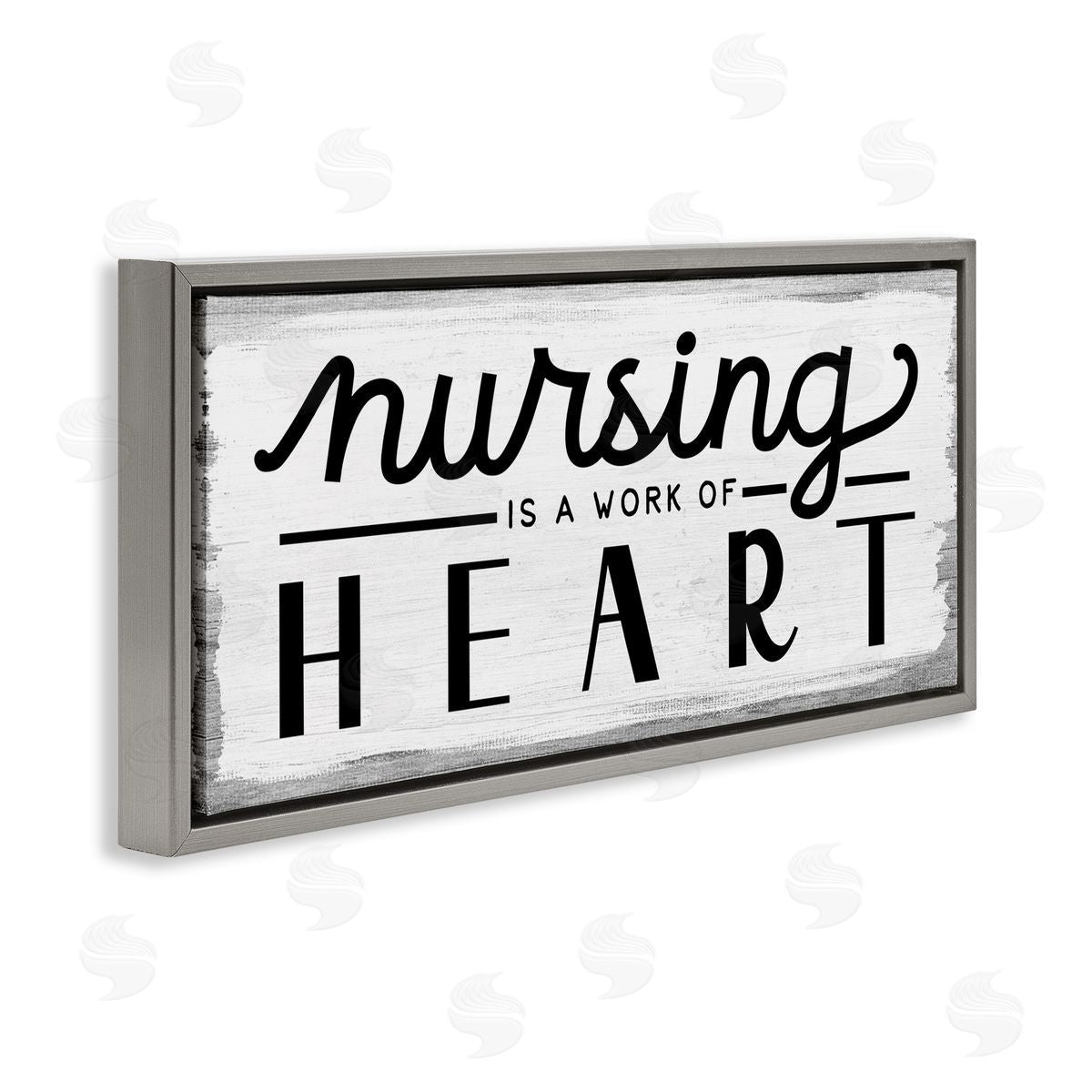 Stupell Studio Nursing Work of Heart Sign Gray Floater Frame Canvas Art