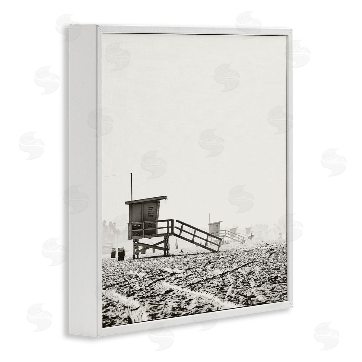 Myan Soffia Vintage Beach Lifeguard Stands White Framed Giclee Wall Art