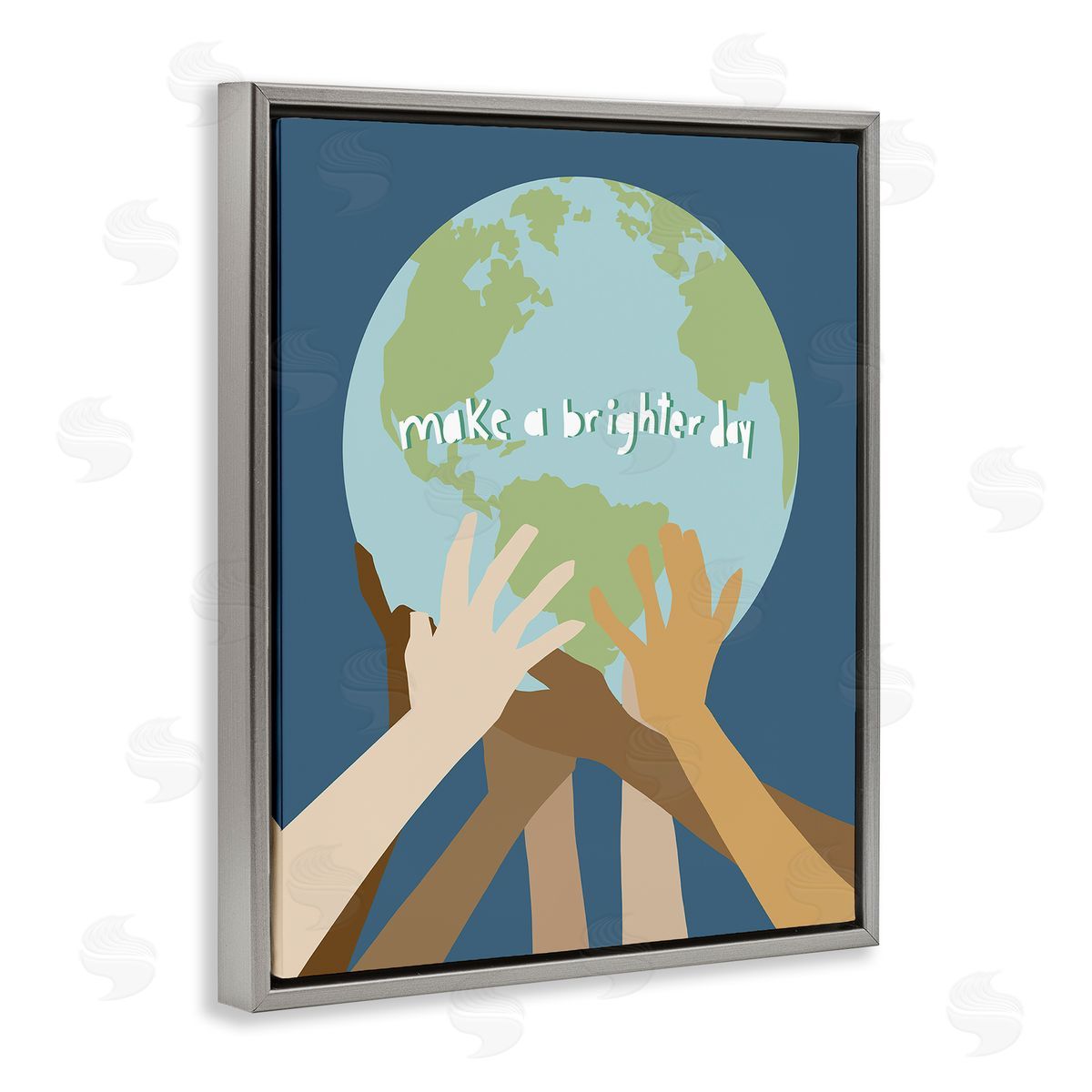 Jen Bucheli Brighter Day Diverse Hands Gray Floater Frame Canvas Art