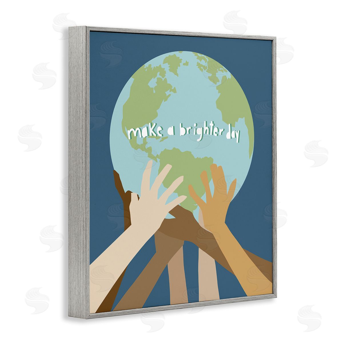 Jen Bucheli Brighter Day Diverse Hands Gray Framed Giclee Wall Art