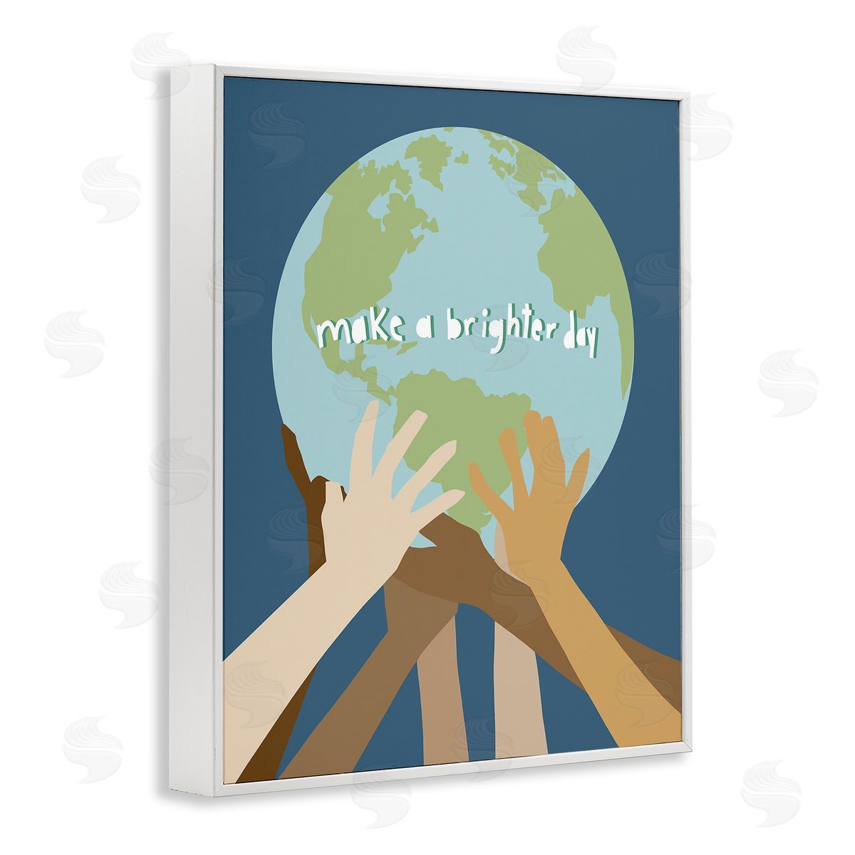 Jen Bucheli Brighter Day Diverse Hands White Framed Giclee Wall Art