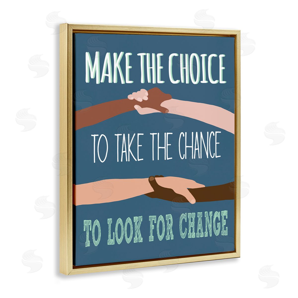 Jen Bucheli Look For Change Diverse Hand Holding Gold Floater Frame Canvas Art