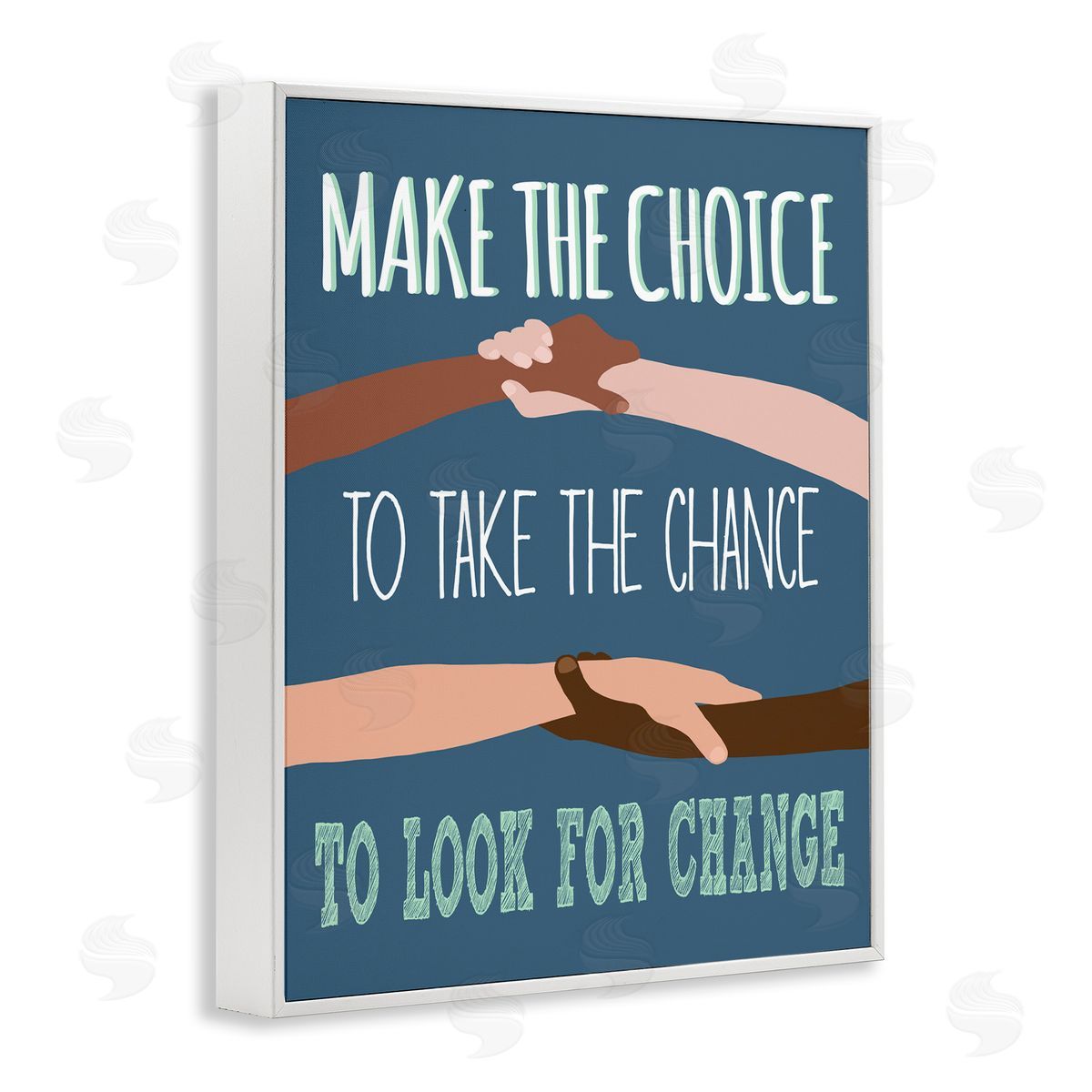 Jen Bucheli Look For Change Diverse Hand Holding White Framed Giclee Wall Art