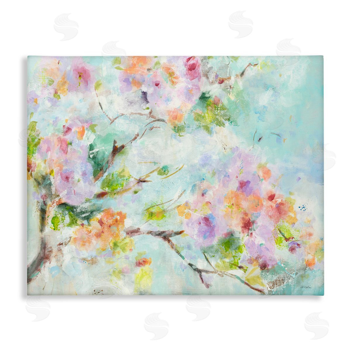 Jill Martin Soft Floral Branch Pink Flowers Canvas Wall Art
