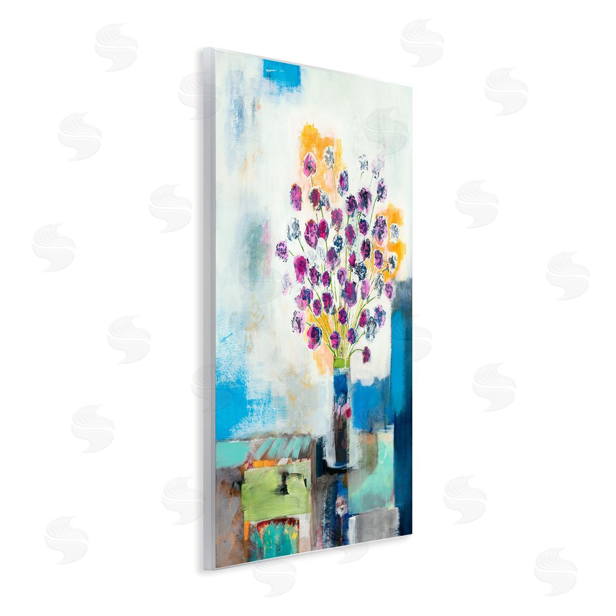 Jill Martin Rose Flowers Abstract Color Patchwork Wall Plaque Art