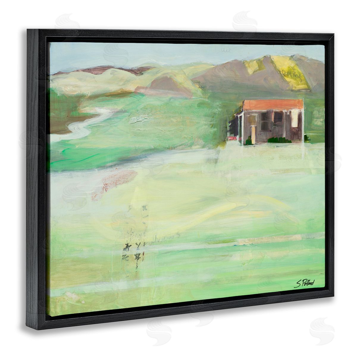 Stacey Pollard Cottage Abstract Mountain Landscape Black Floater Frame Canvas Art