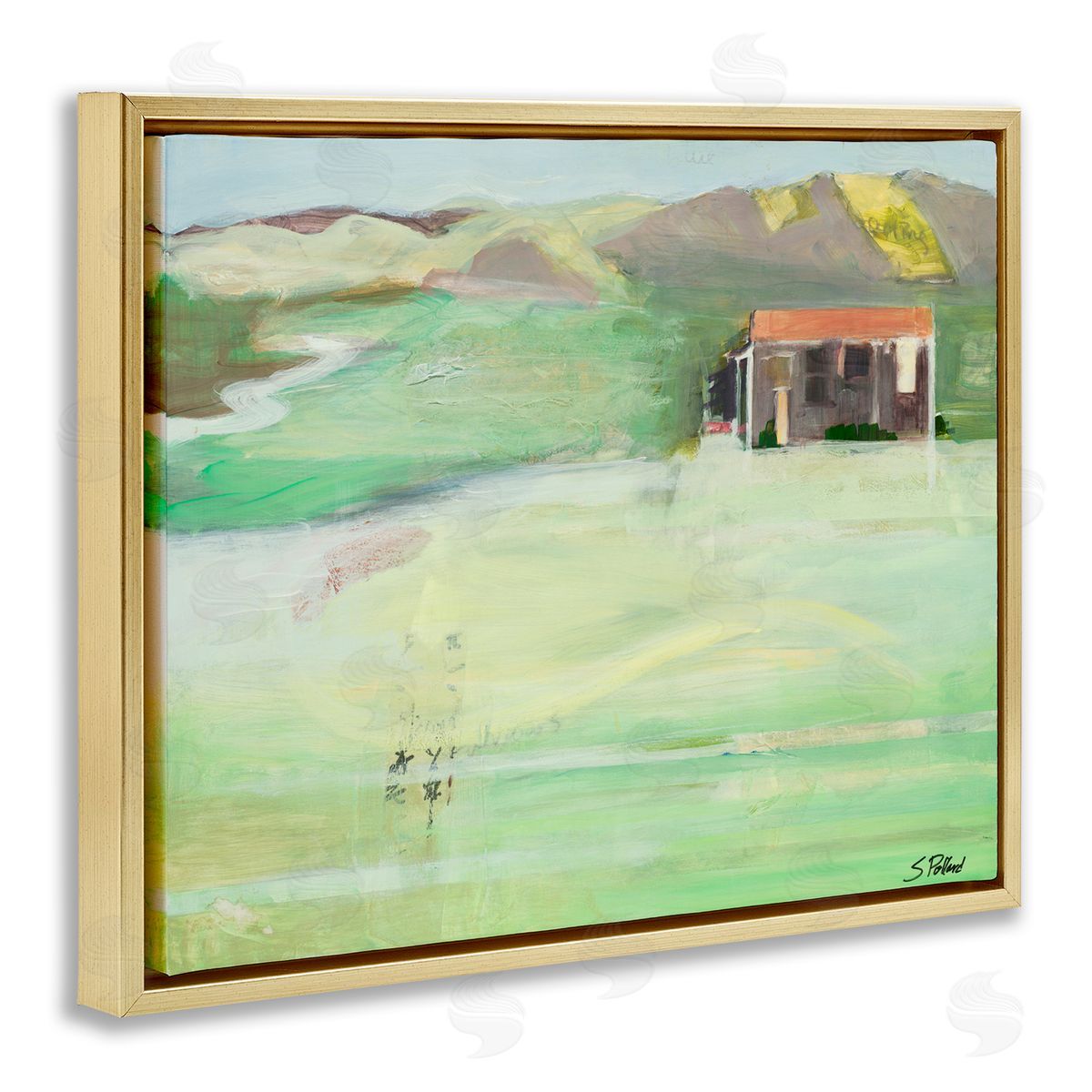 Stacey Pollard Cottage Abstract Mountain Landscape Gold Floater Frame Canvas Art