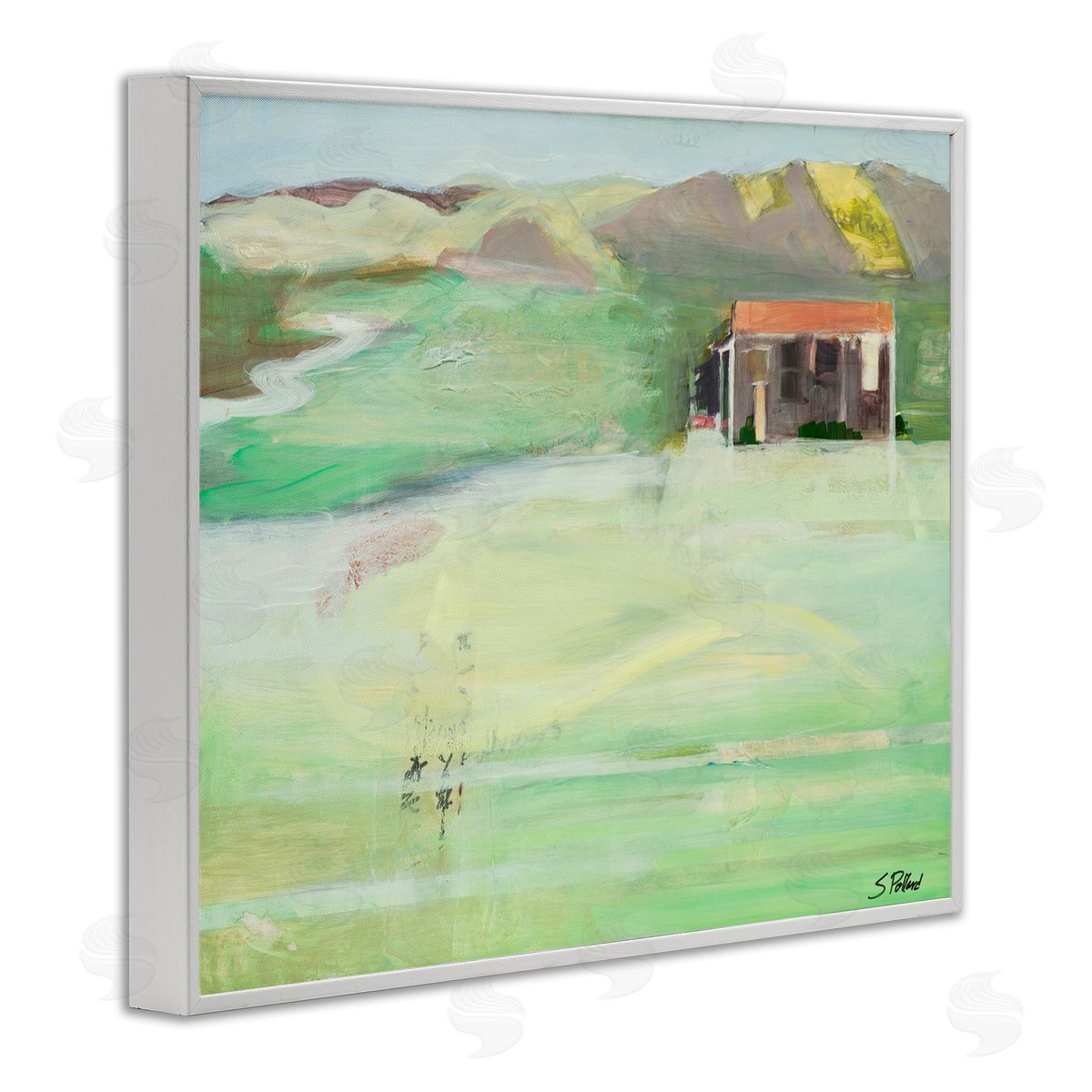 Stacey Pollard Cottage Abstract Mountain Landscape White Framed Giclee Wall Art