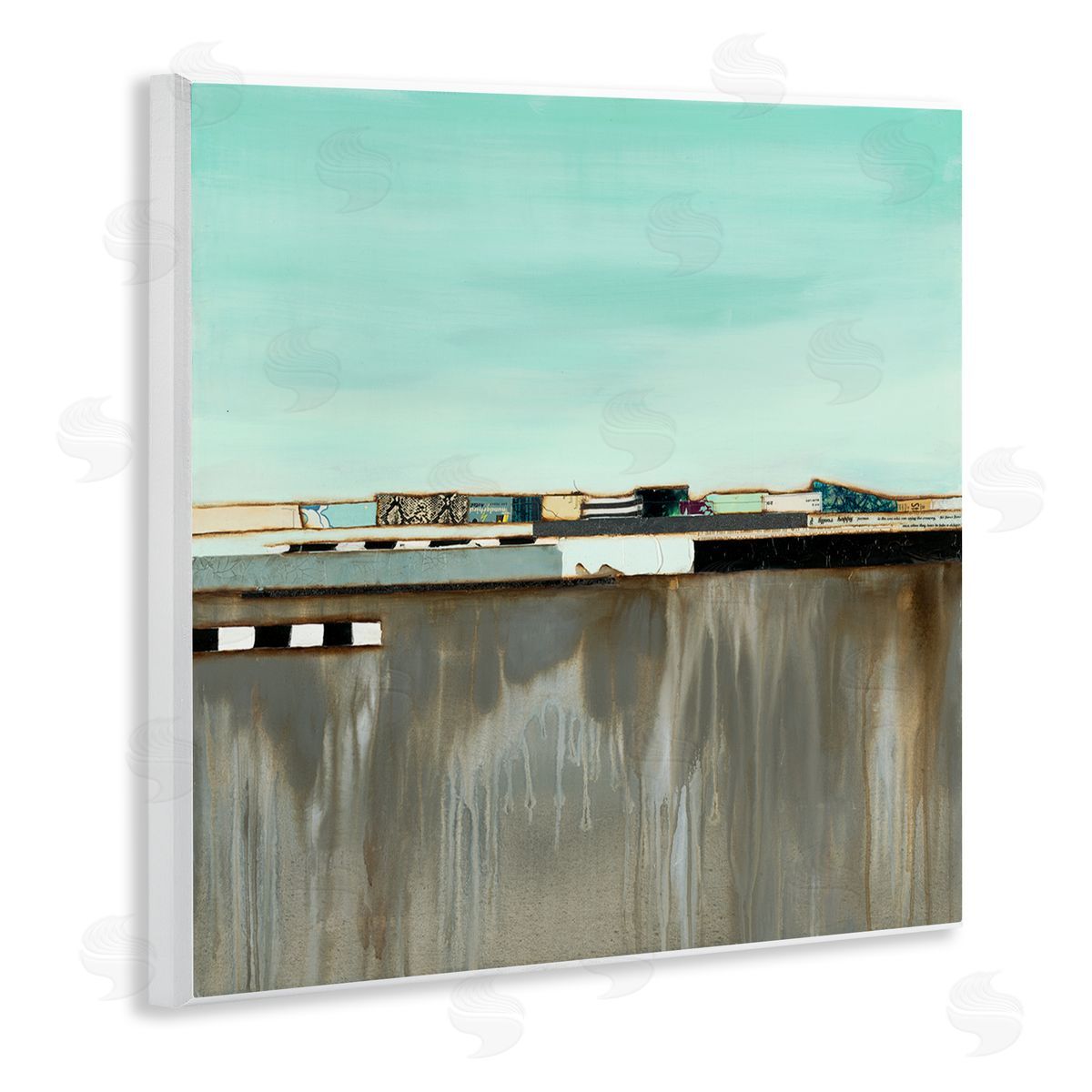 Unique Urban Landscape Collage Wood Plaque Wall Art, Home Decor by Laura Van