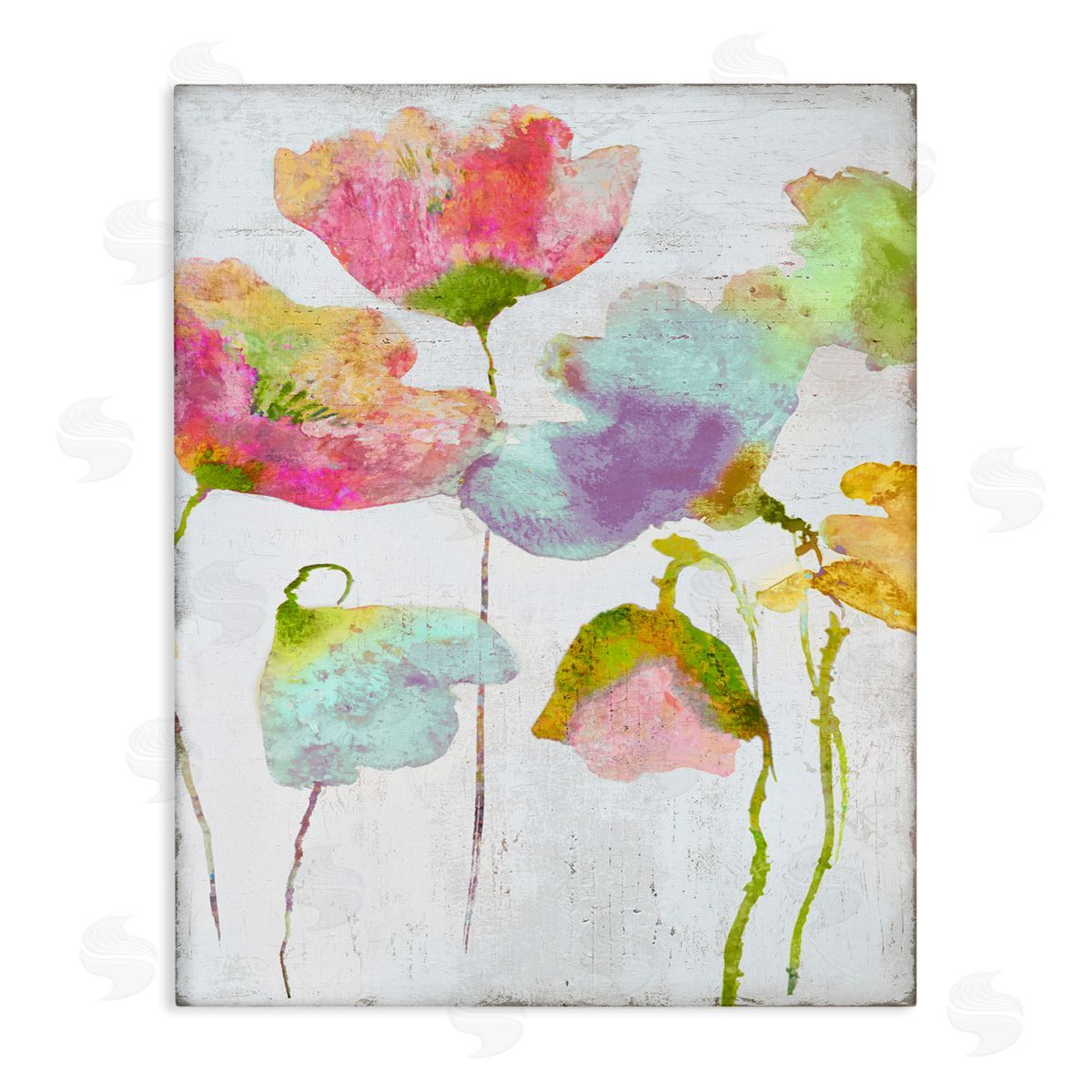 Vanessa Austin Saturated Watercolor Flowers Whimsical Canvas Wall Art