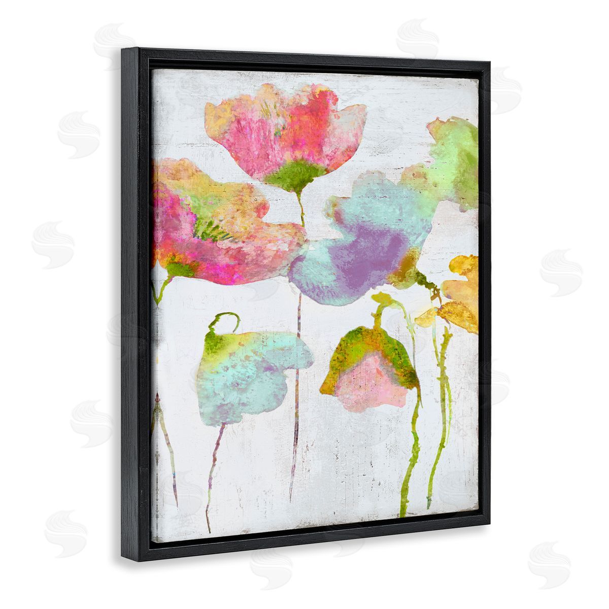 Vanessa Austin Saturated Watercolor Flowers Whimsical Black Floater Frame Canvas Art