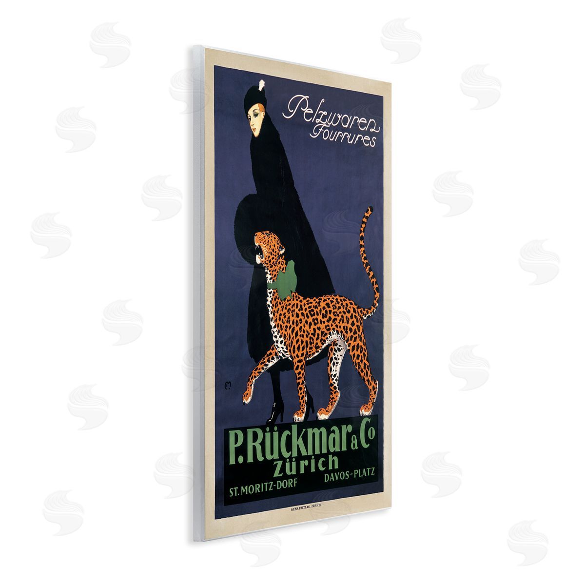 Ernest Montaut Vintage Women's Fashion with Leopard Wall Plaque Art