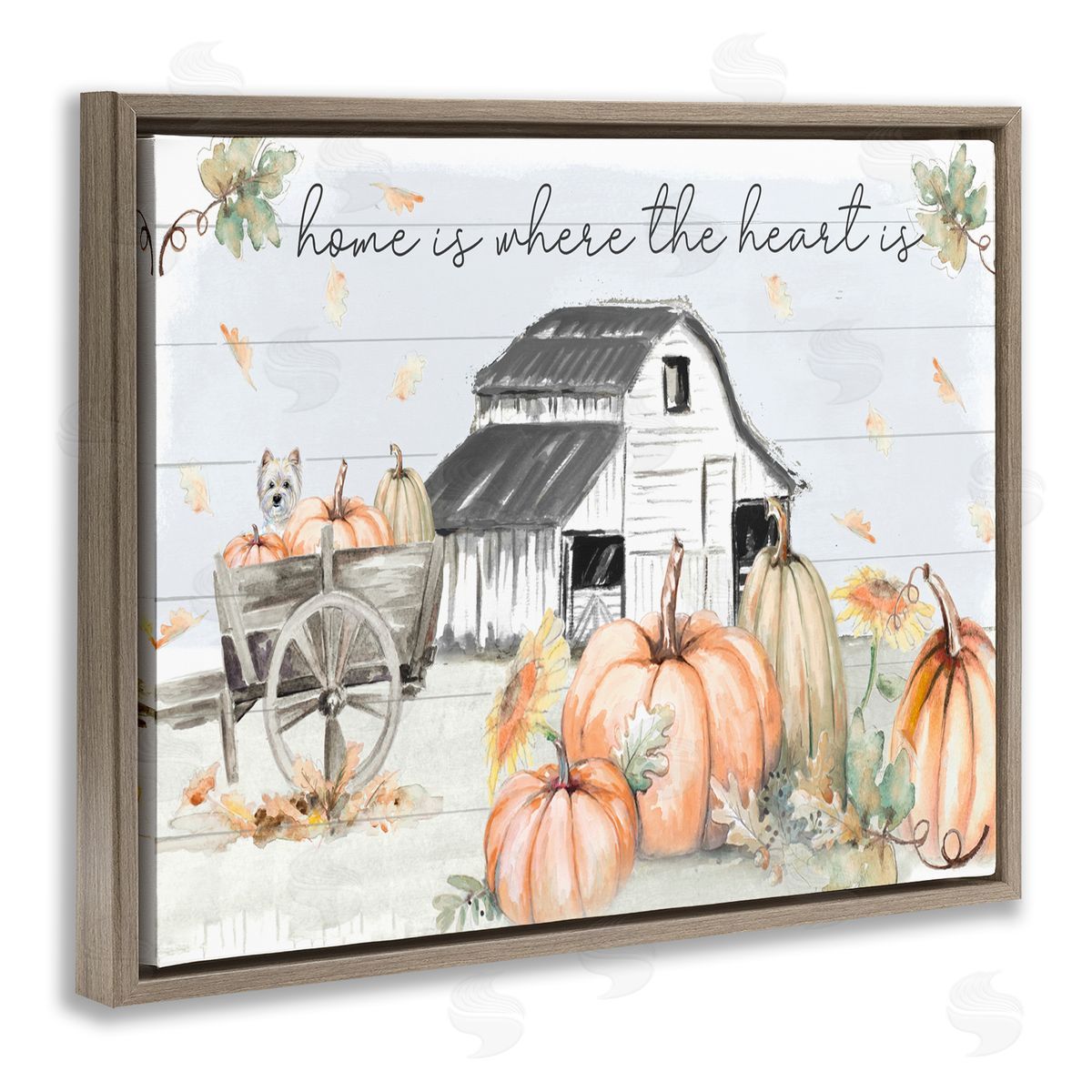 Patricia Pinto Autumn Harvest Home and Heart Brown Floater Frame Canvas Art