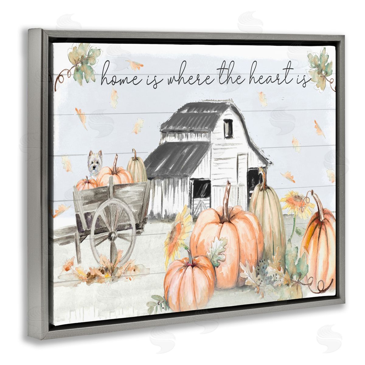 Patricia Pinto Autumn Harvest Home and Heart Gray Floater Frame Canvas Art