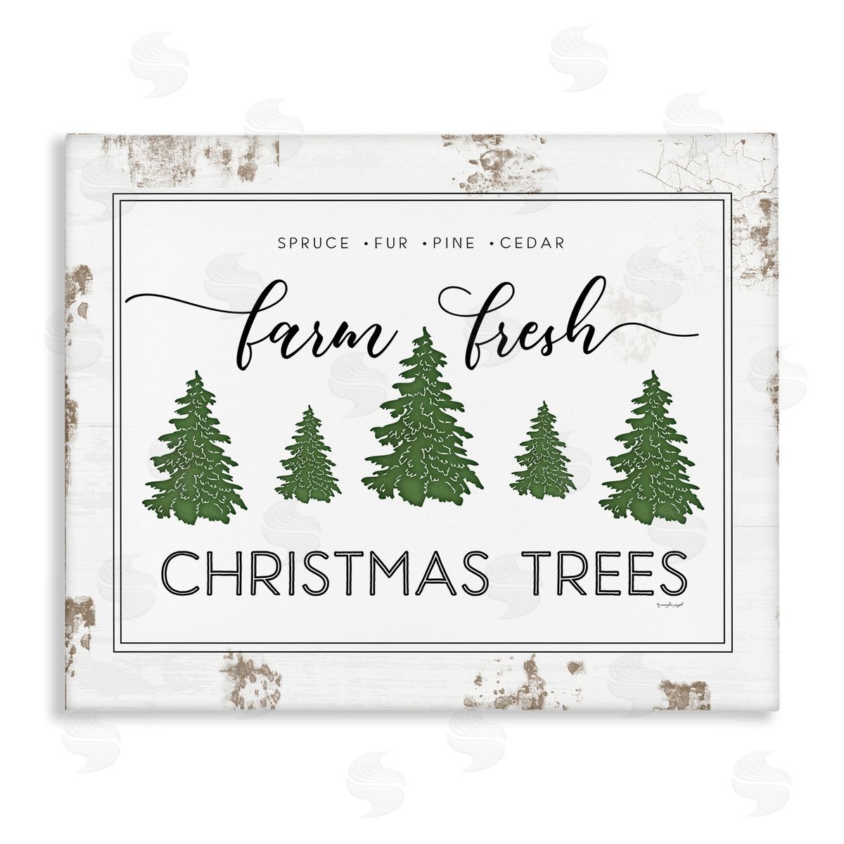 Jennifer Pugh Farm Fresh Trees Christmas Sign Canvas Wall Art