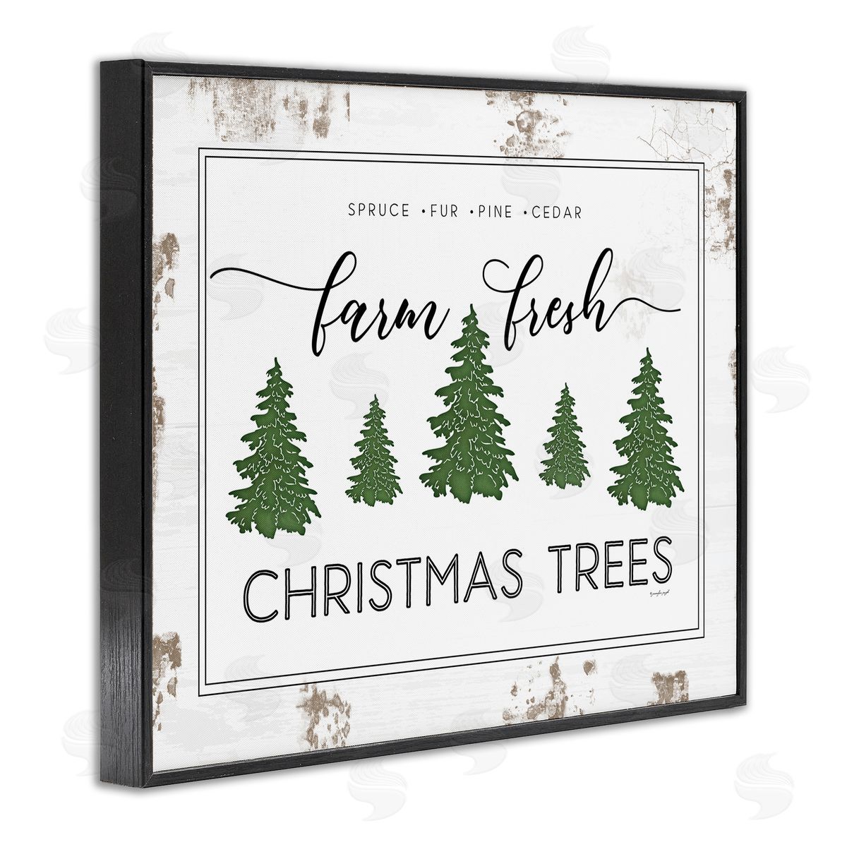Jennifer Pugh Farm Fresh Trees Christmas Sign Black Framed Giclee Wall Art