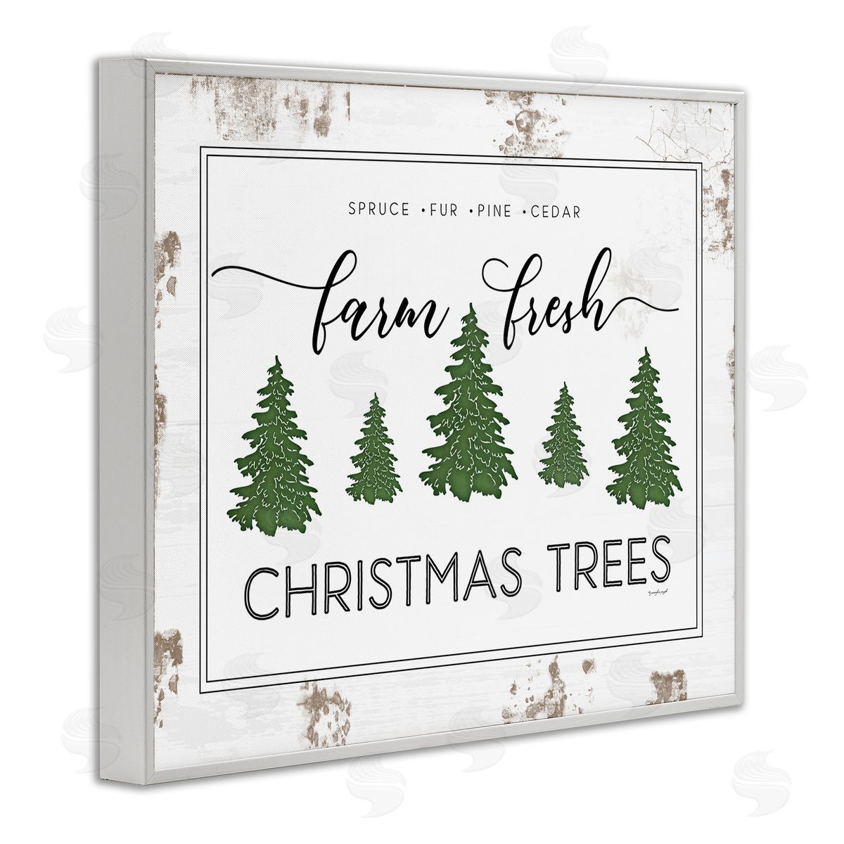 Jennifer Pugh Farm Fresh Trees Christmas Sign White Framed Giclee Wall Art