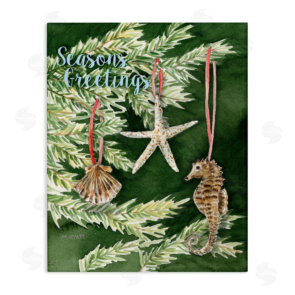 Melissa Hyatt Nautical Christmas Tree Seashells Canvas Wall Art