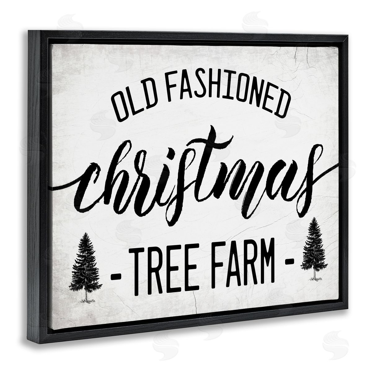 Stupell Studio Rustic Minimal Christmas Tree Farm Black Floater Frame Canvas Art