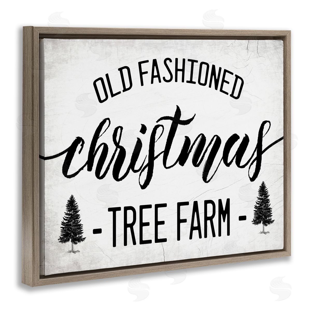 Stupell Studio Rustic Minimal Christmas Tree Farm Brown Floater Frame Canvas Art