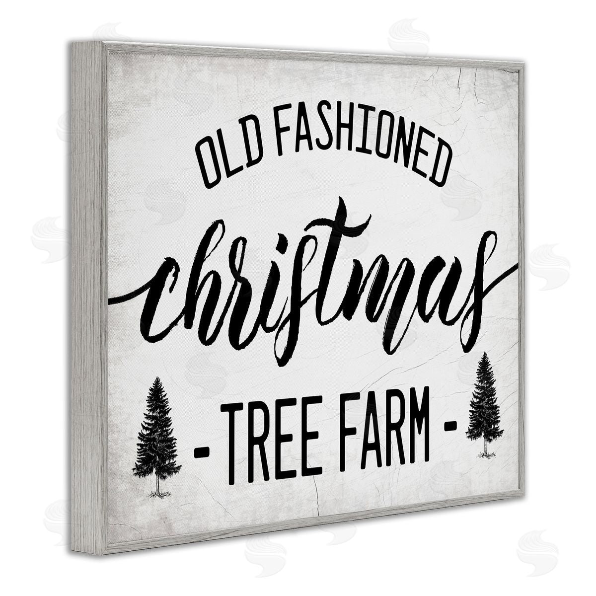 Stupell Studio Rustic Minimal Christmas Tree Farm Gray Framed Giclee Wall Art