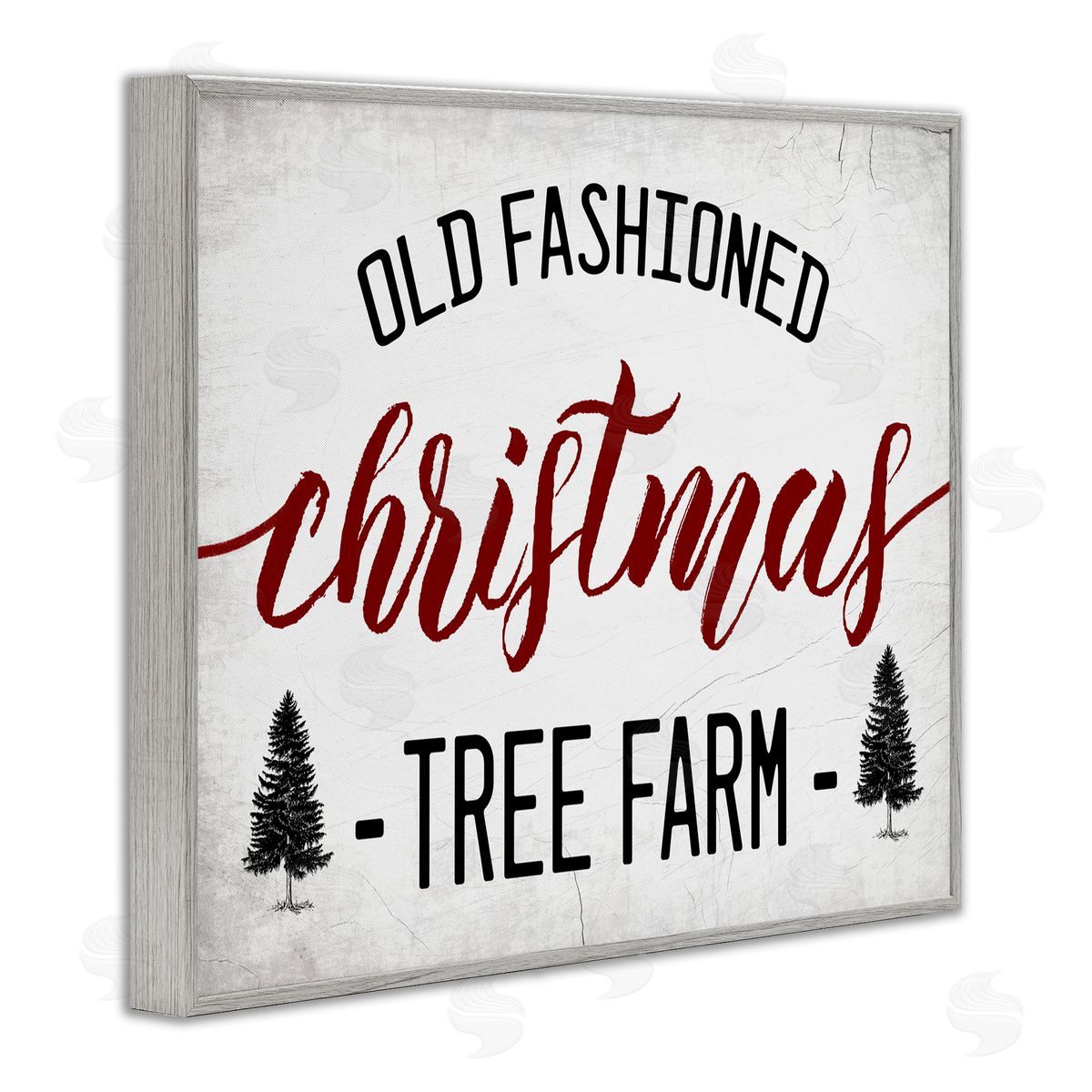 Stupell Studio Red Christmas Rustic Tree Farm Gray Framed Giclee Wall Art