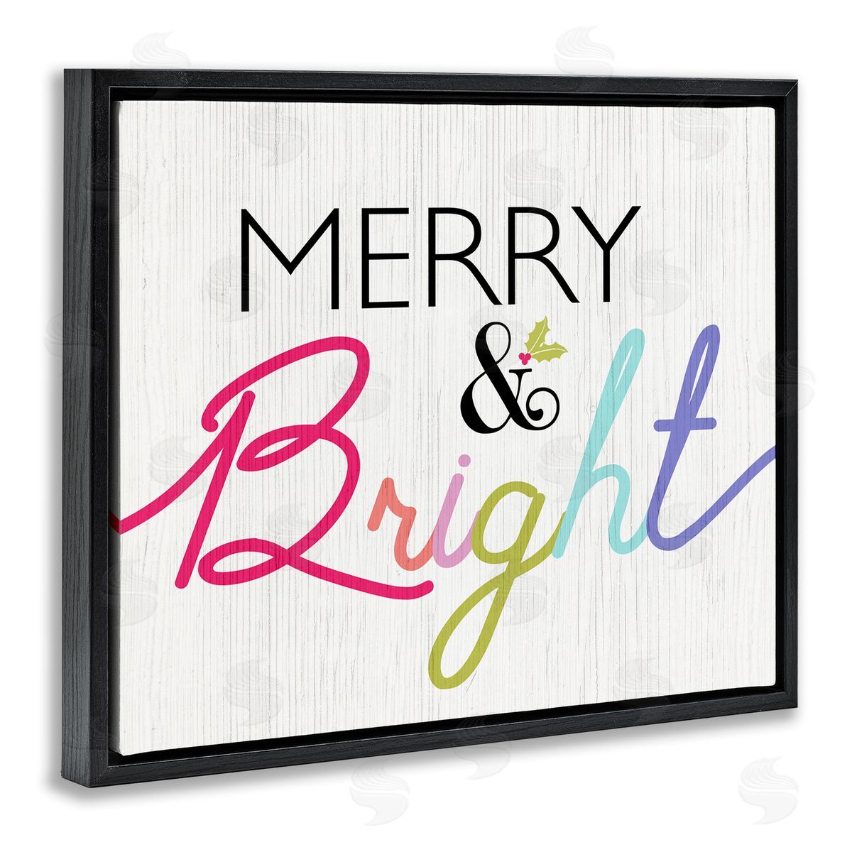Stupell Studio Merry and Bright Whimsical Colors Black Floater Frame Canvas Art