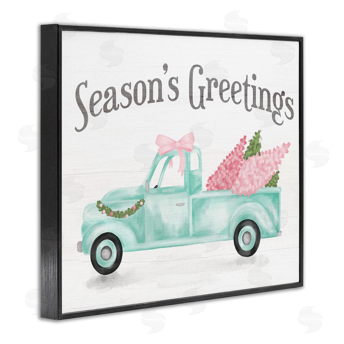 Stupell Studio Pink Turquoise Christmas Truck Black Framed Giclee Wall Art