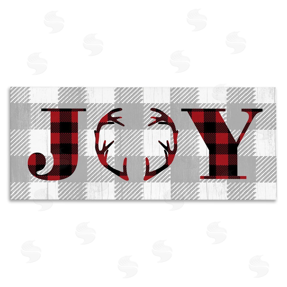 Stupell Studio Joy Antler Buffalo Plaid Design Canvas Wall Art